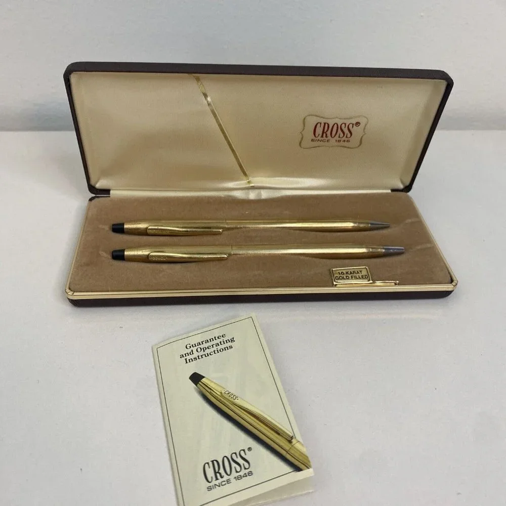 Vintage Cross Pen & Pencil 10kt Gold Filled USA Made In Working Order